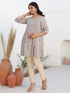 Janasya Light Cotton Geometric A-Line Tunic - Distacart