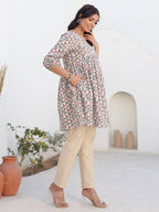 Janasya Light Cotton Geometric A-Line Tunic - Distacart