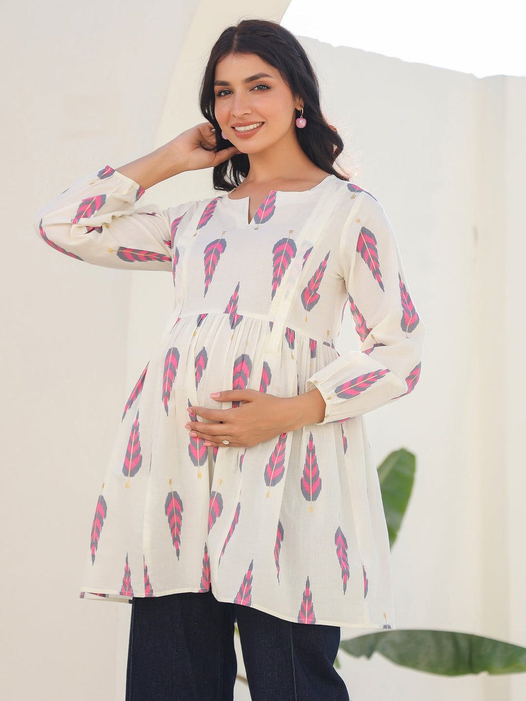 Janasya Light Cotton Ethnic Motifs A-Line Tunic - Distacart