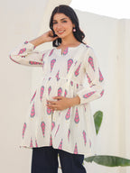 Janasya Light Cotton Ethnic Motifs A-Line Tunic - Distacart