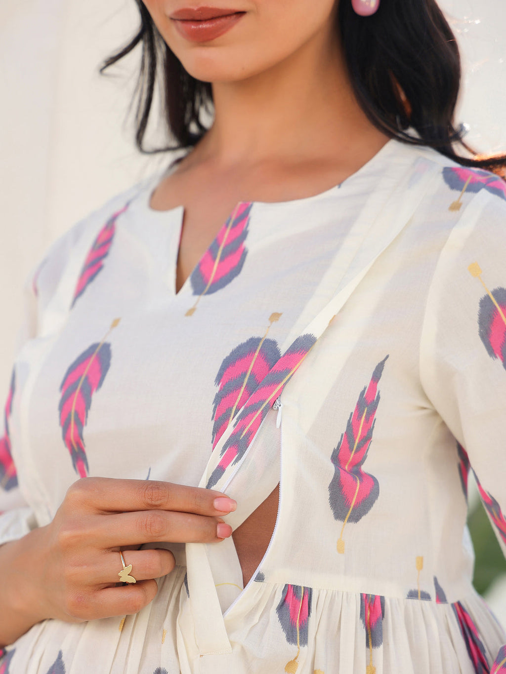 Janasya Light Cotton Ethnic Motifs A-Line Tunic - Distacart