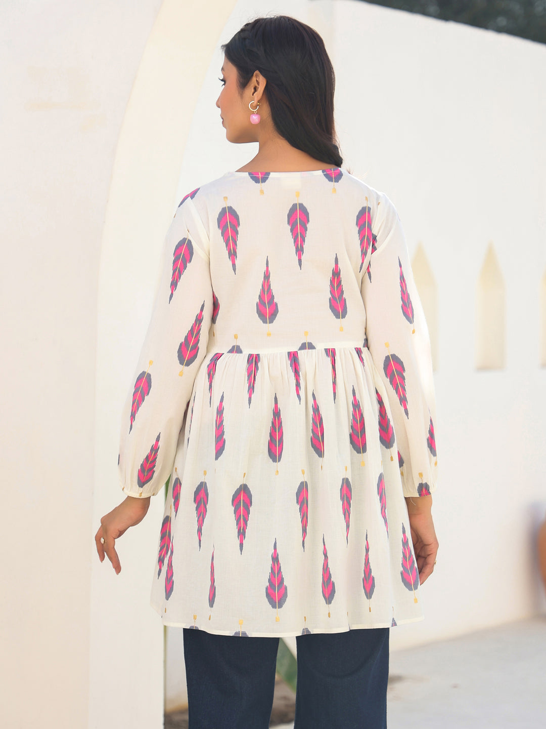 Janasya Light Cotton Ethnic Motifs A-Line Tunic - Distacart