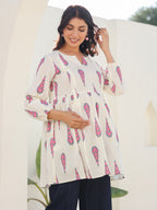 Janasya Light Cotton Ethnic Motifs A-Line Tunic - Distacart
