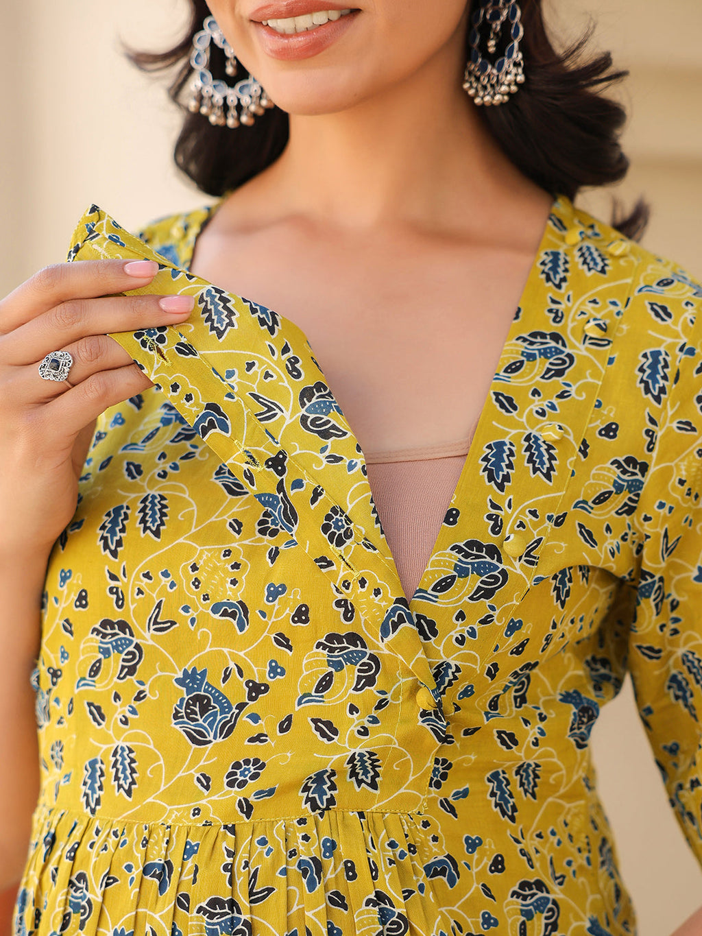 Janasya Bright Cotton Floral A-Line Top & Bottom Set - Distacart