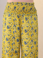 Janasya Bright Cotton Floral A-Line Top & Bottom Set - Distacart