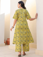Janasya Bright Cotton Floral A-Line Top & Bottom Set - Distacart