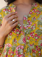 Janasya Bright Cotton Floral A-Line Kurta Set - Distacart