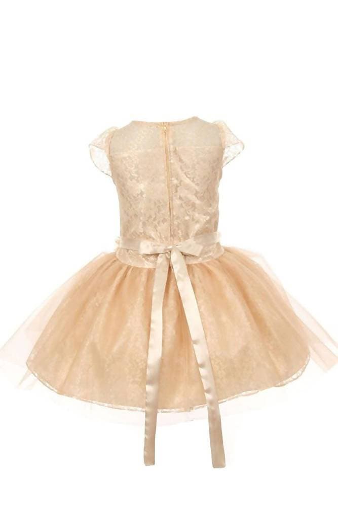Asmaani Baby Girl's Gold Color Satin A-Line Frock (AS-DRESS-22132)