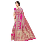 Vamika Pink Banarasi Jacquard Weaving Saree - Distacart