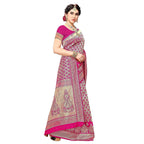 Vamika Pink Banarasi Jacquard Weaving Saree - Distacart