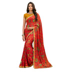 Vamika Orange Cadbury Chiffon Georgette Saree Saree