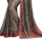 Vamika Grey Cadbury Chiffon Georgette Saree Saree