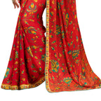 Vamika Orange Cadbury Chiffon Georgette Saree Saree