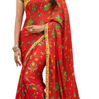Vamika Orange Cadbury Chiffon Georgette Saree Saree
