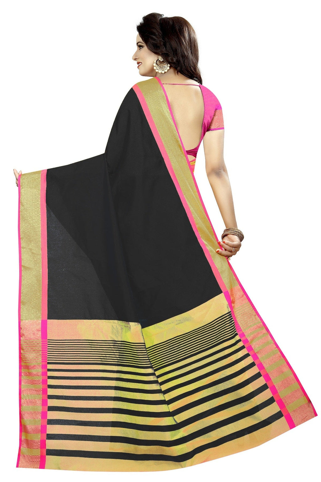 Vamika Black Cotton Silk Weaving Saree