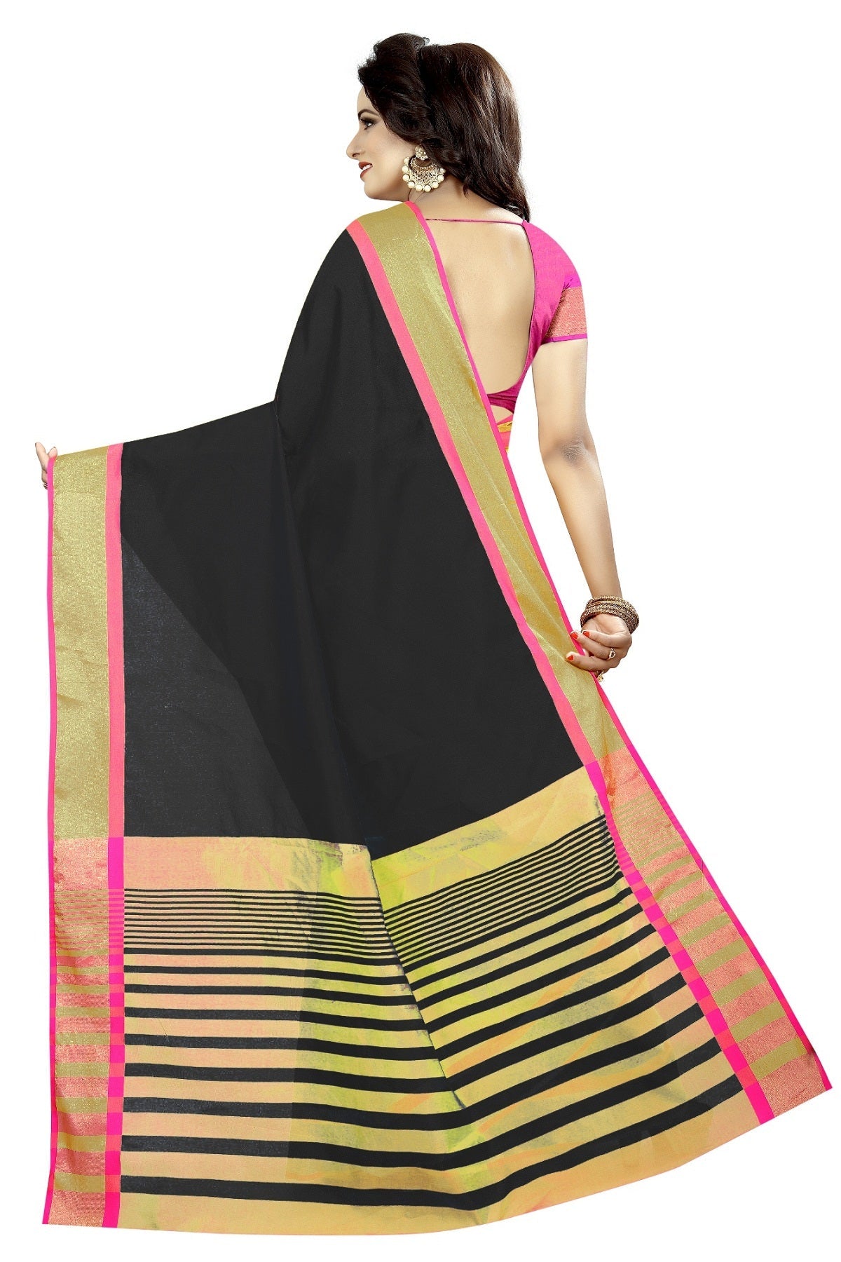 Vamika Black Cotton Silk Weaving Saree