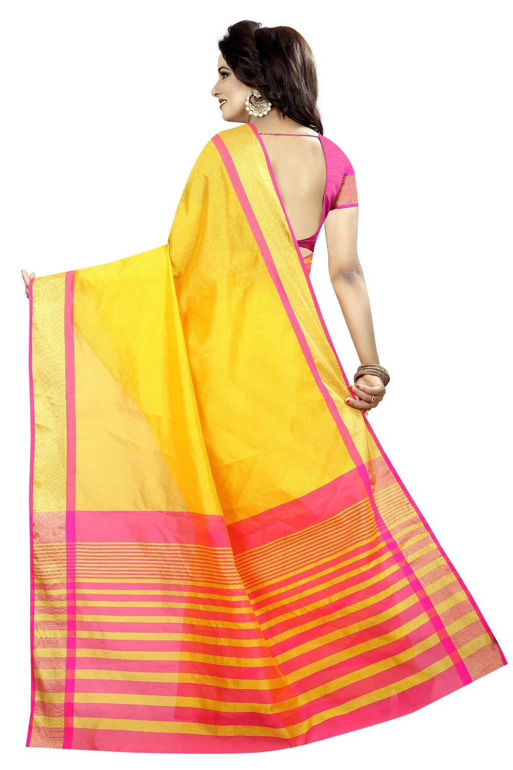 Vamika Yellow Cotton Silk Weaving Saree