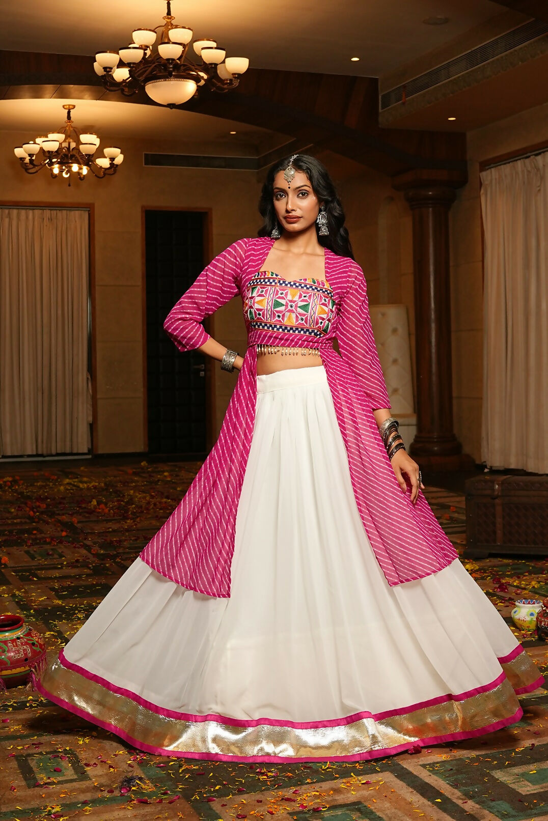 AI Fashion White Georgette Designer Navratri Wear Lehenga Choli Collection