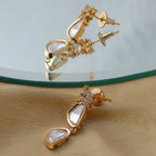 Ambi Diamond and Gold Earrings (Gold) - Ruby Raang - Distacart