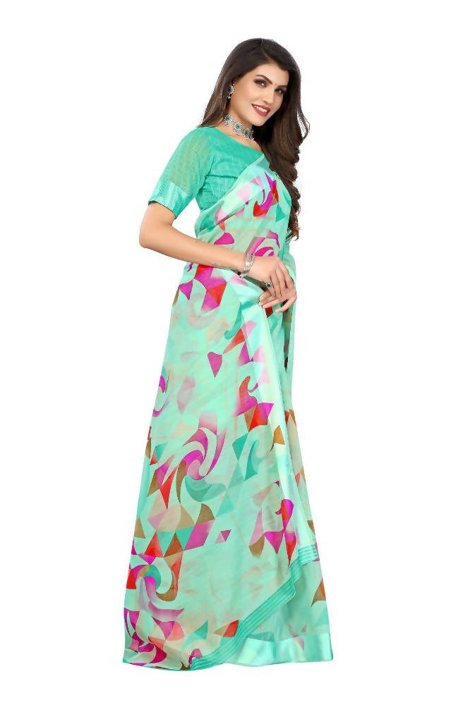 Vamika Green Linen Satin Border Saree