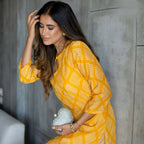 Aayaa Pure Muslin printed Kurti & Pant - Mustard