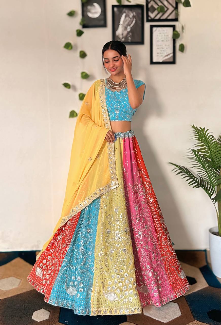 Lehenga Mart Designer Bollywood Style Wedding Wear Lehenga Choli - Multicolor