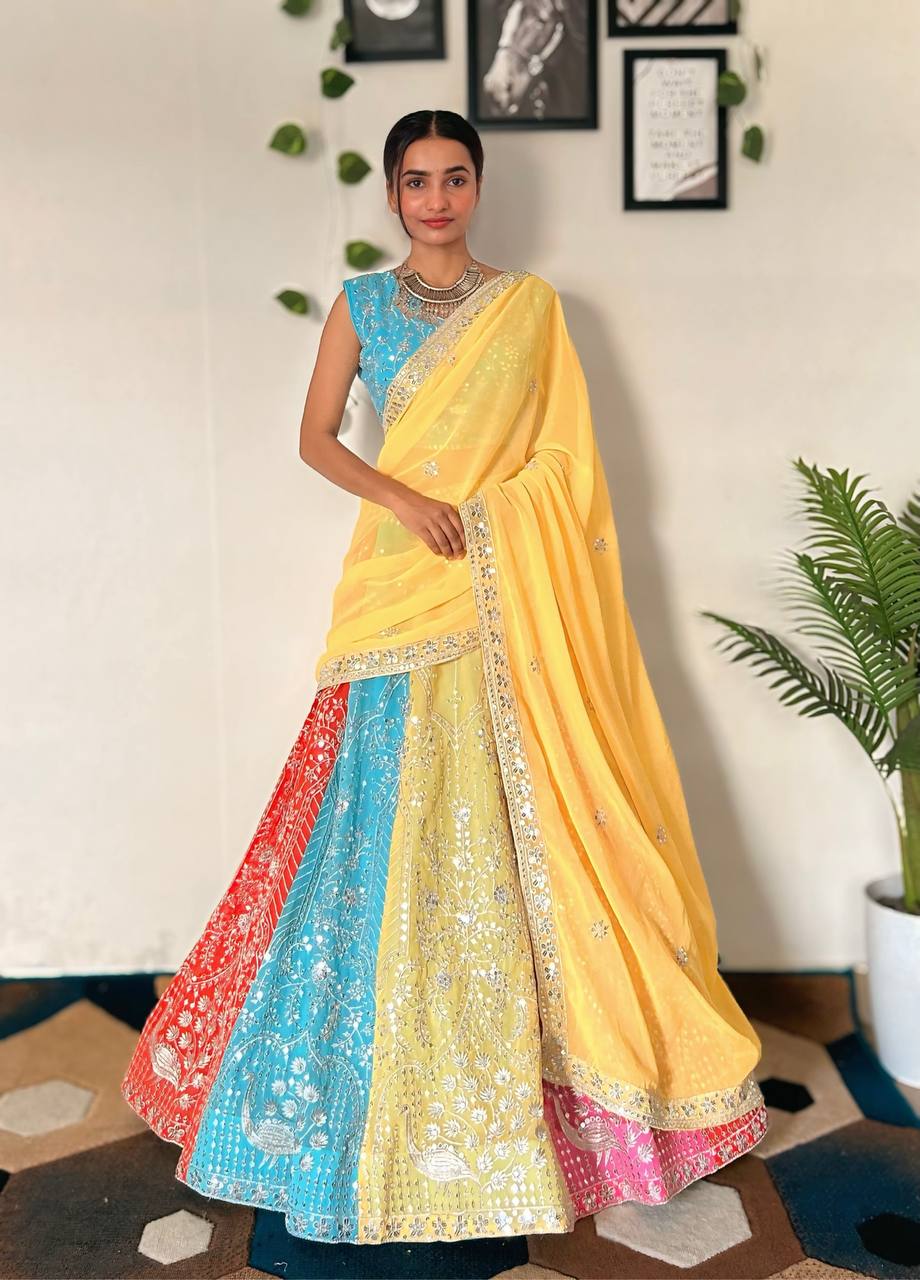 Lehenga Mart Designer Bollywood Style Wedding Wear Lehenga Choli - Multicolor