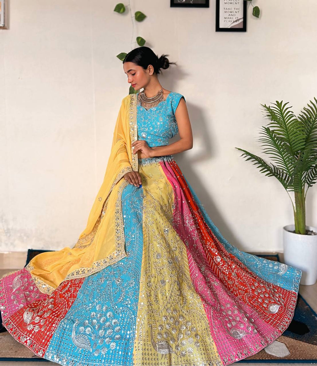Lehenga Mart Designer Bollywood Style Wedding Wear Lehenga Choli - Multicolor