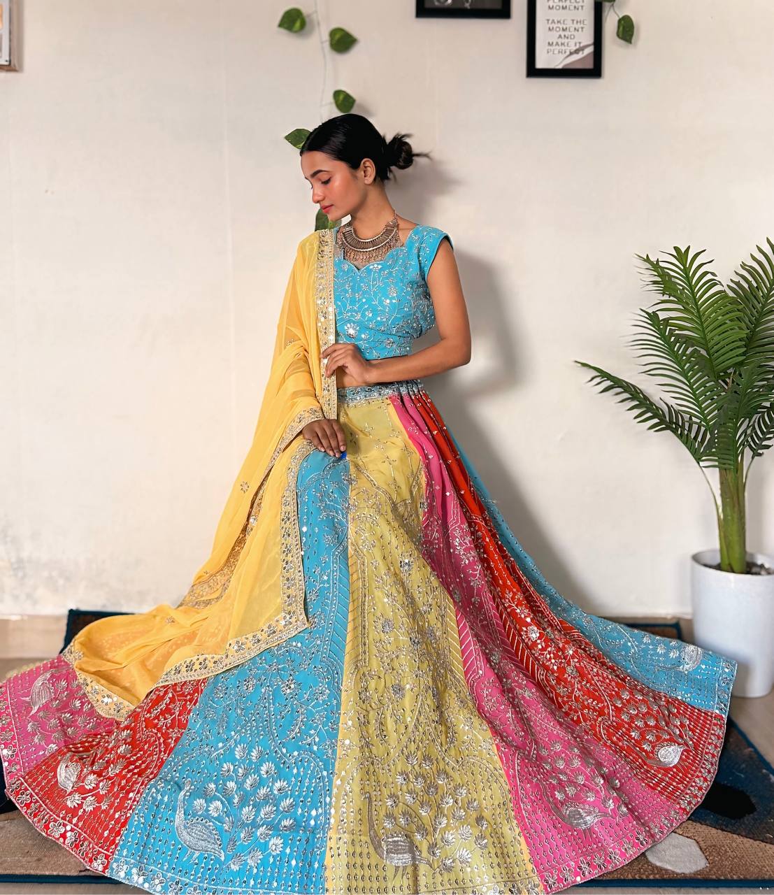 Lehenga Mart Designer Bollywood Style Wedding Wear Lehenga Choli - Multicolor