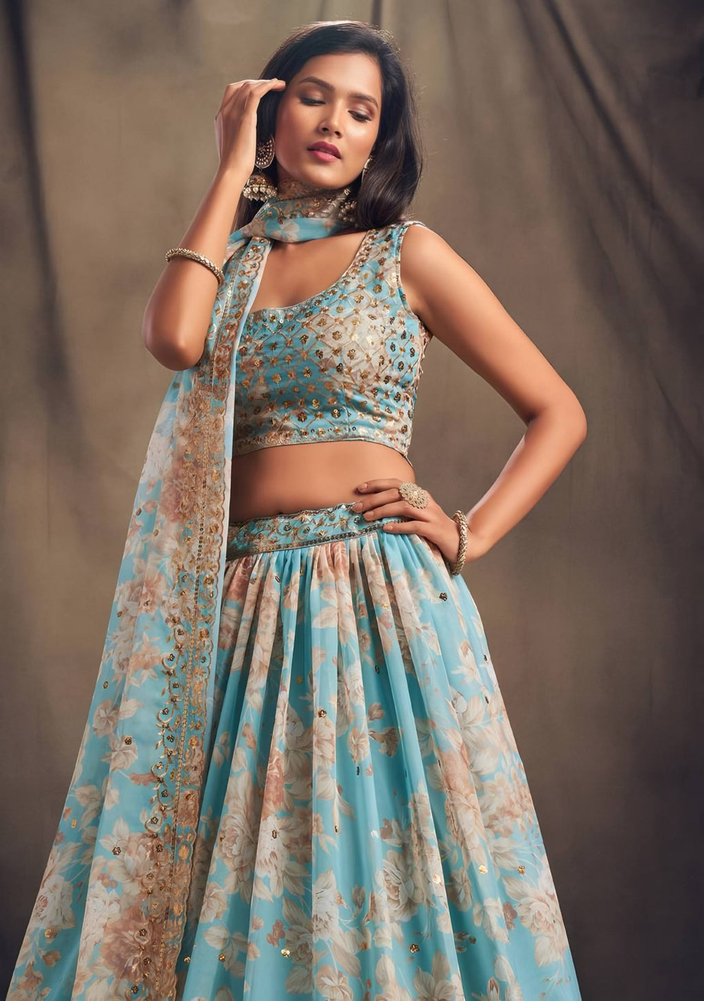 Lehenga Mart Designer Bollywood Style Wedding Wear Lehenga Choli - Aqua