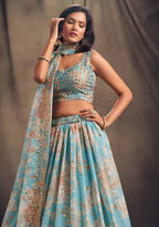 Lehenga Mart Designer Bollywood Style Wedding Wear Lehenga Choli - Aqua