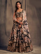 Lehenga Mart Designer Bollywood Style Wedding Wear Lehenga Choli - Black