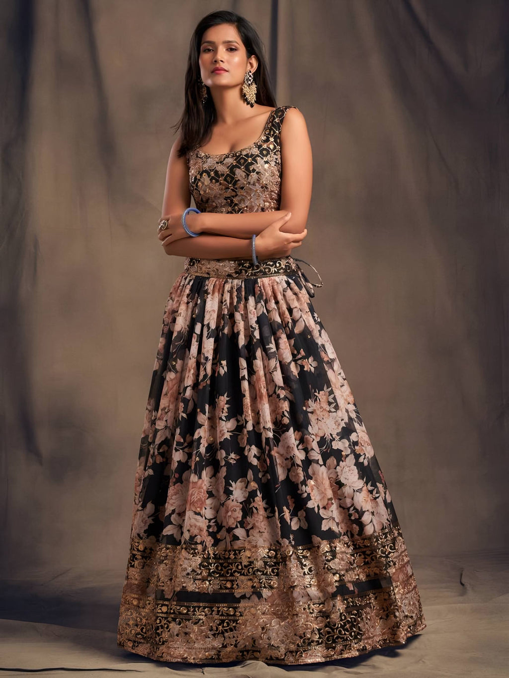 Lehenga Mart Designer Bollywood Style Wedding Wear Lehenga Choli - Black