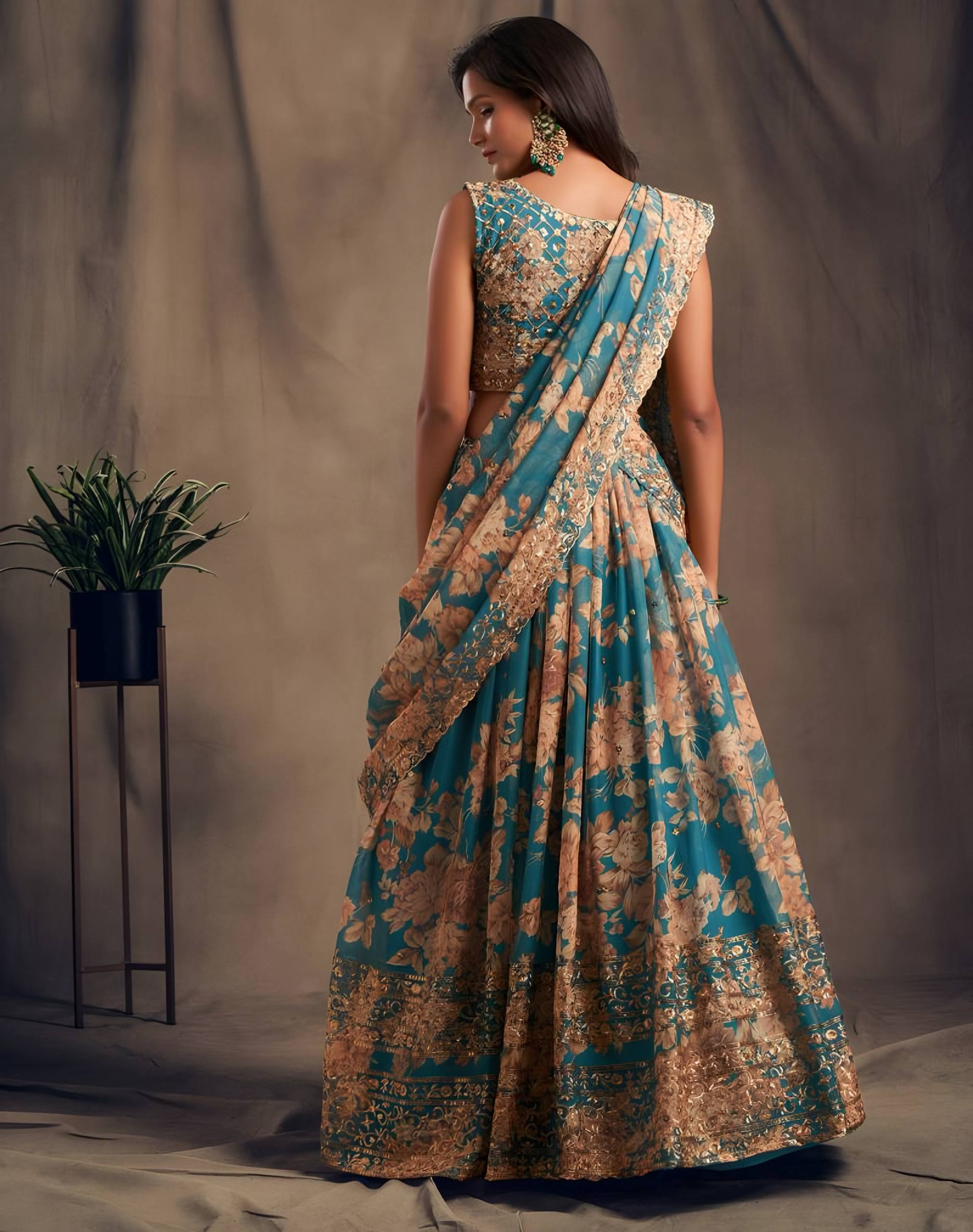 Lehenga Mart Designer Bollywood Style Wedding Wear Lehenga Choli - Blue