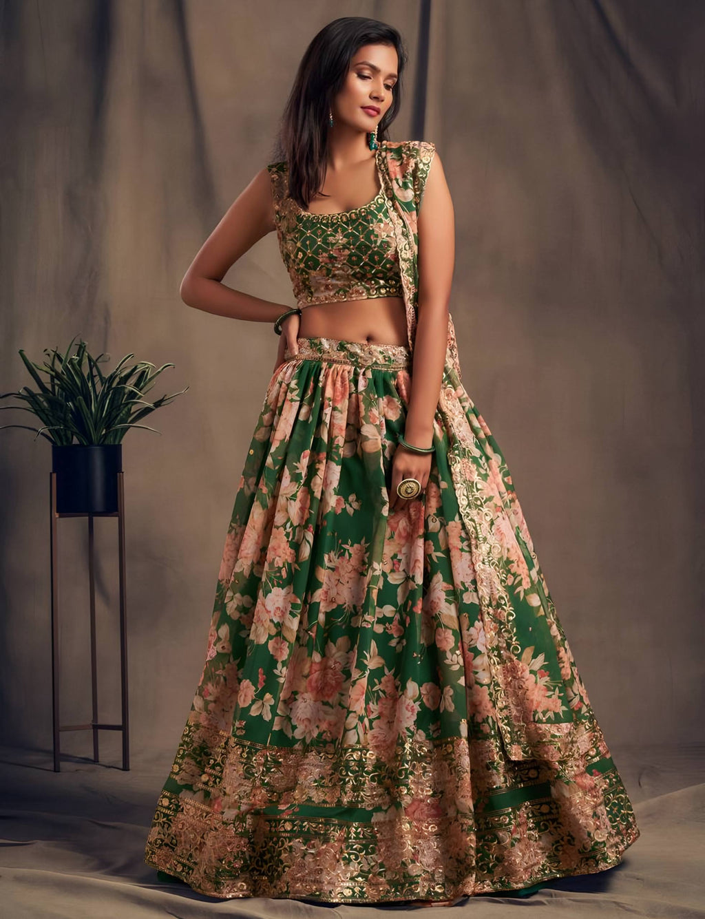 Lehenga Mart Designer Bollywood Style Wedding Wear Lehenga Choli - Green