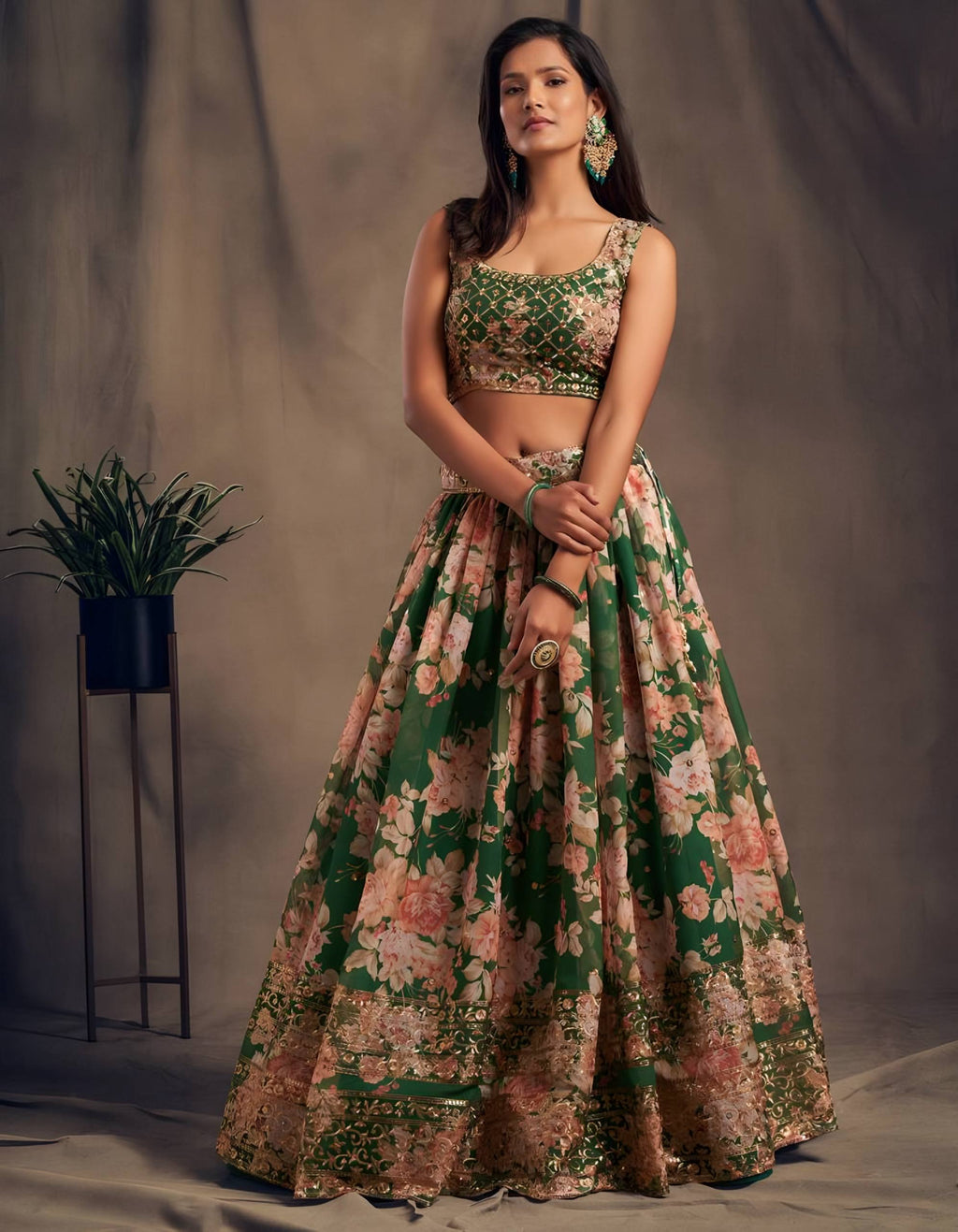 Lehenga Mart Designer Bollywood Style Wedding Wear Lehenga Choli - Green
