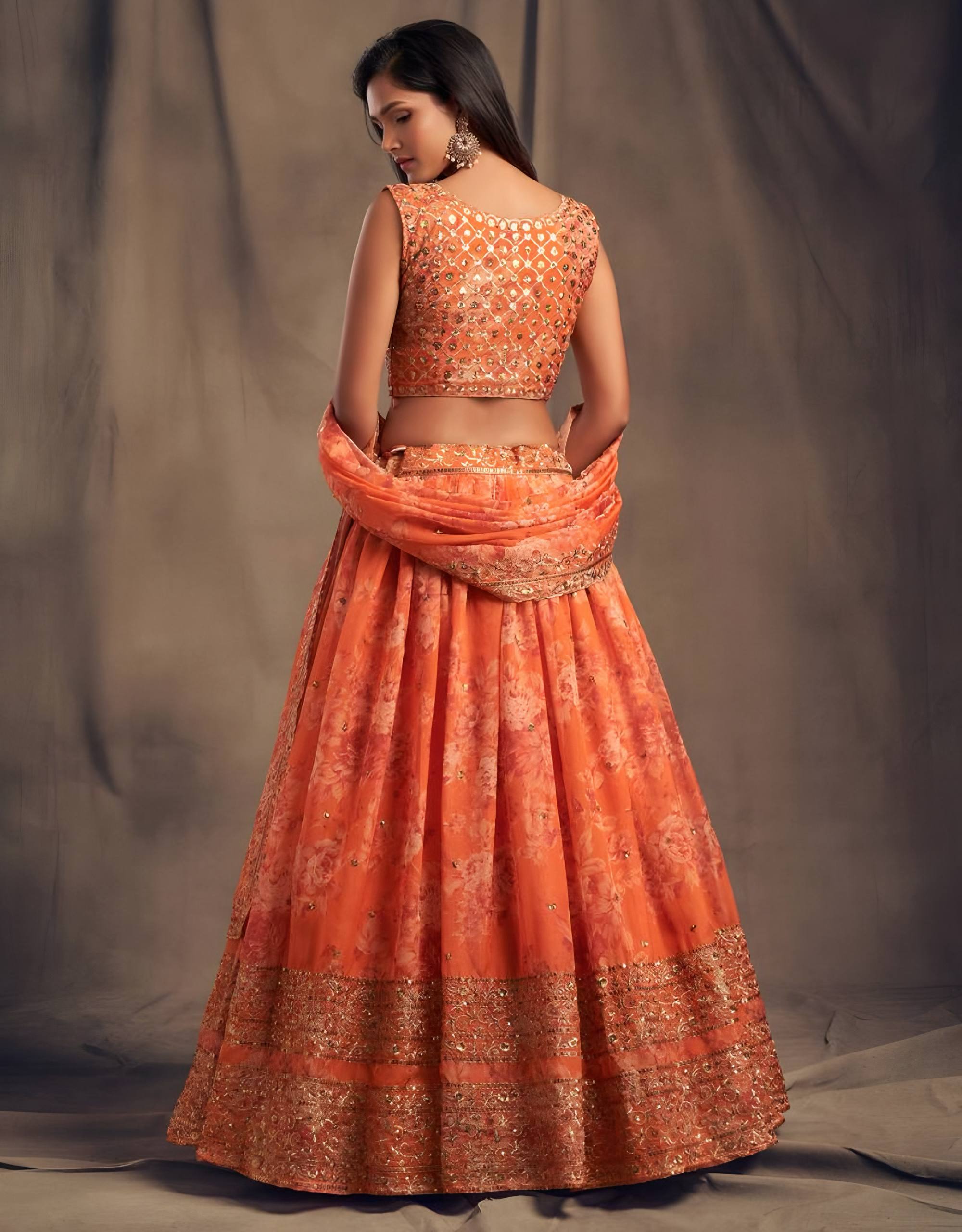 Lehenga Mart Designer Bollywood Style Wedding Wear Lehenga Choli - Orange