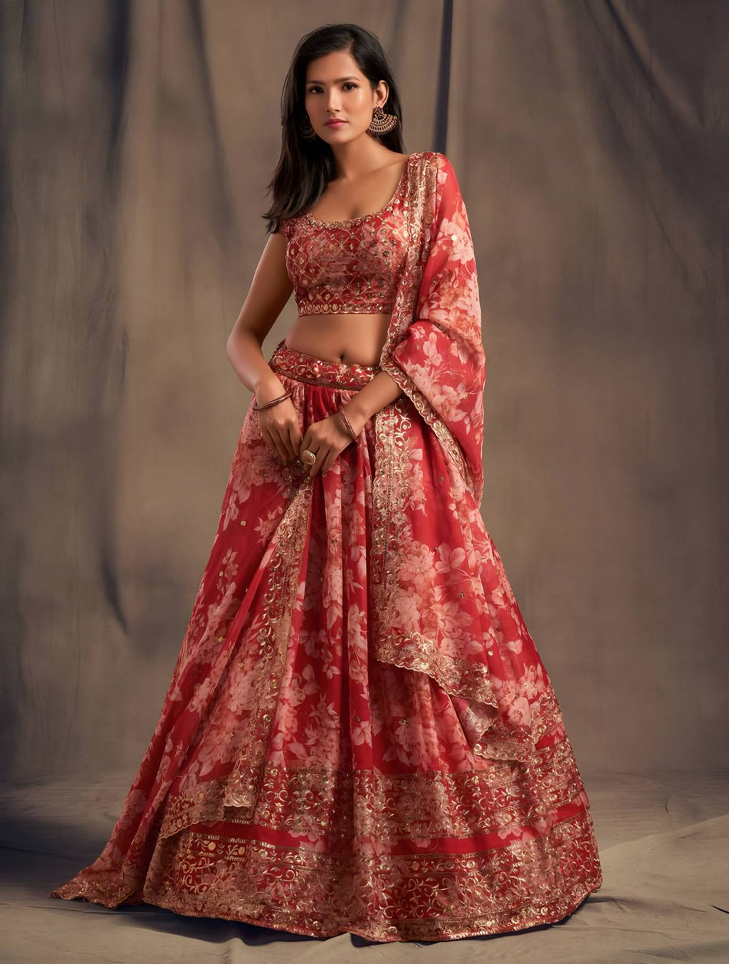 Lehenga Mart Designer Bollywood Style Wedding Wear Lehenga Choli - Red