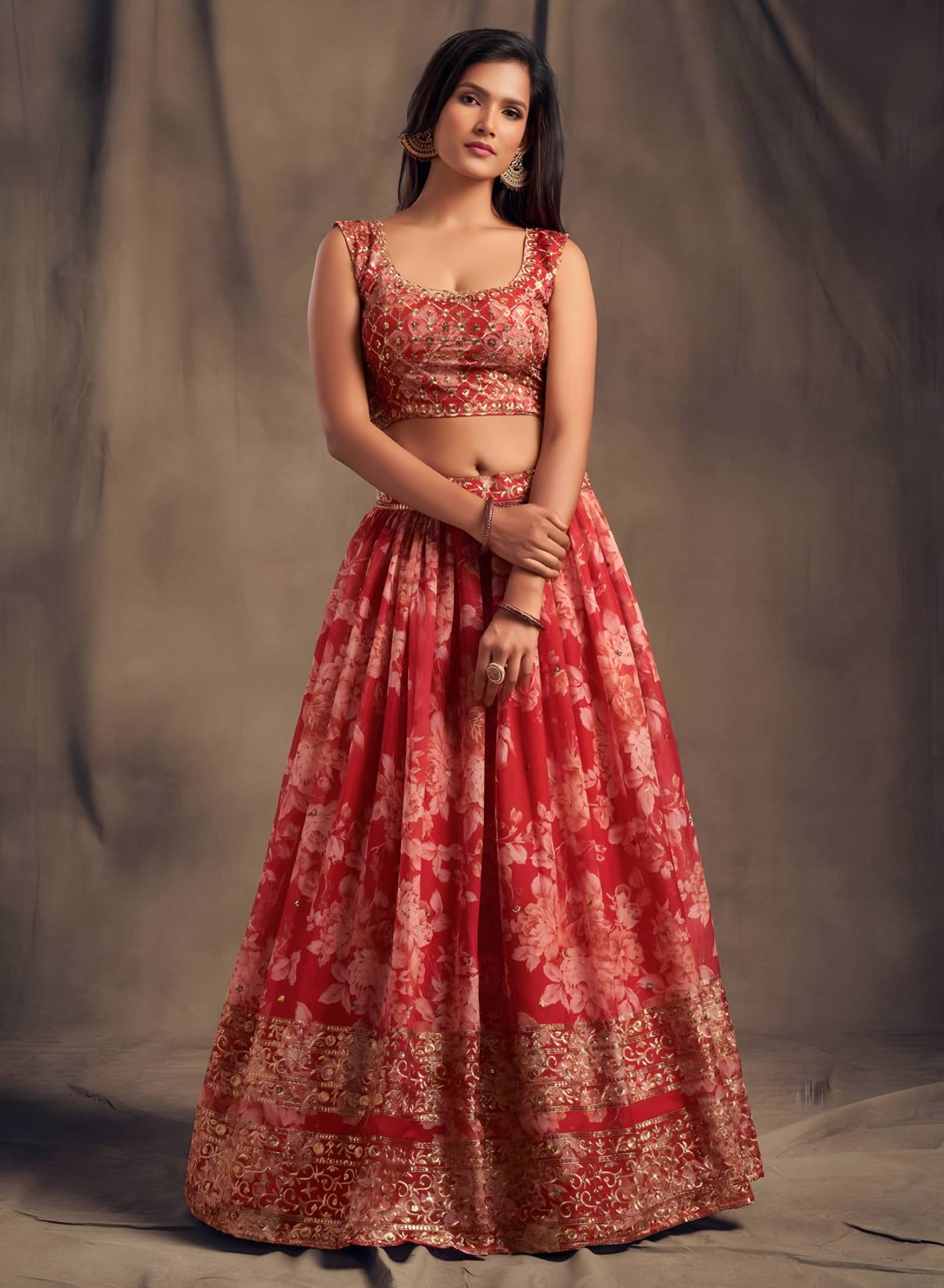 Lehenga Mart Designer Bollywood Style Wedding Wear Lehenga Choli - Red