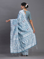 Shree Shyam Fashion Linen Cotton Sky Blue Saree - Distacart