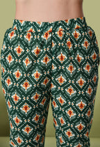 Myshka Women's Cotton Printed Co-ord set in Green Color