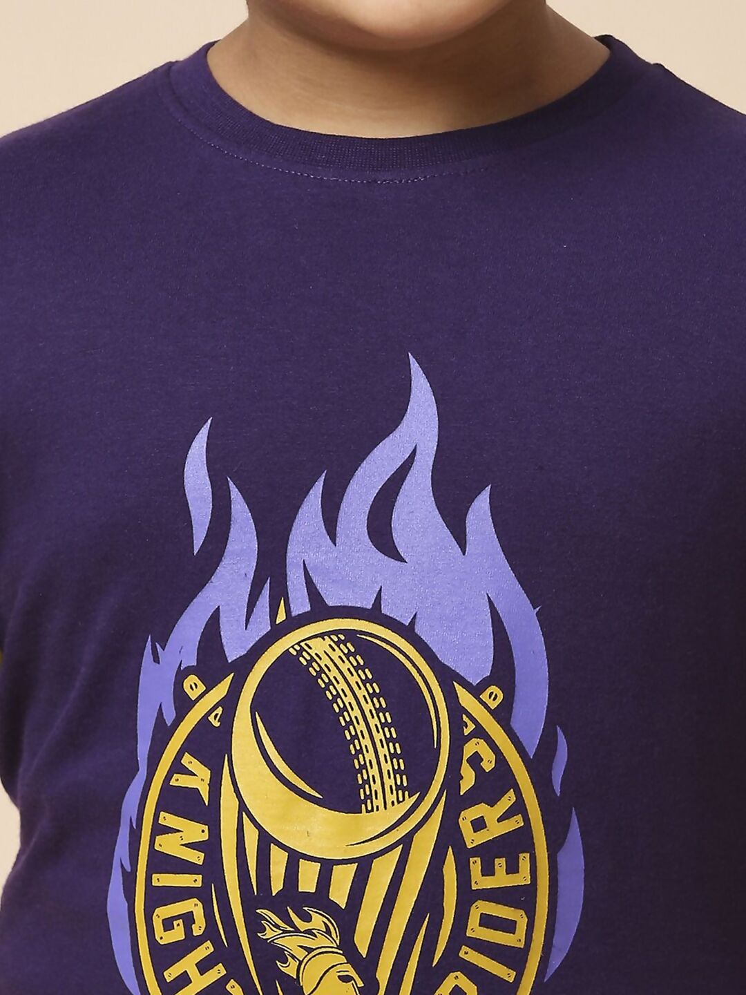 Fancode Kids Kolkata Knight Riders Graphic Printed Round Neck Cotton IPL T-Shirts
