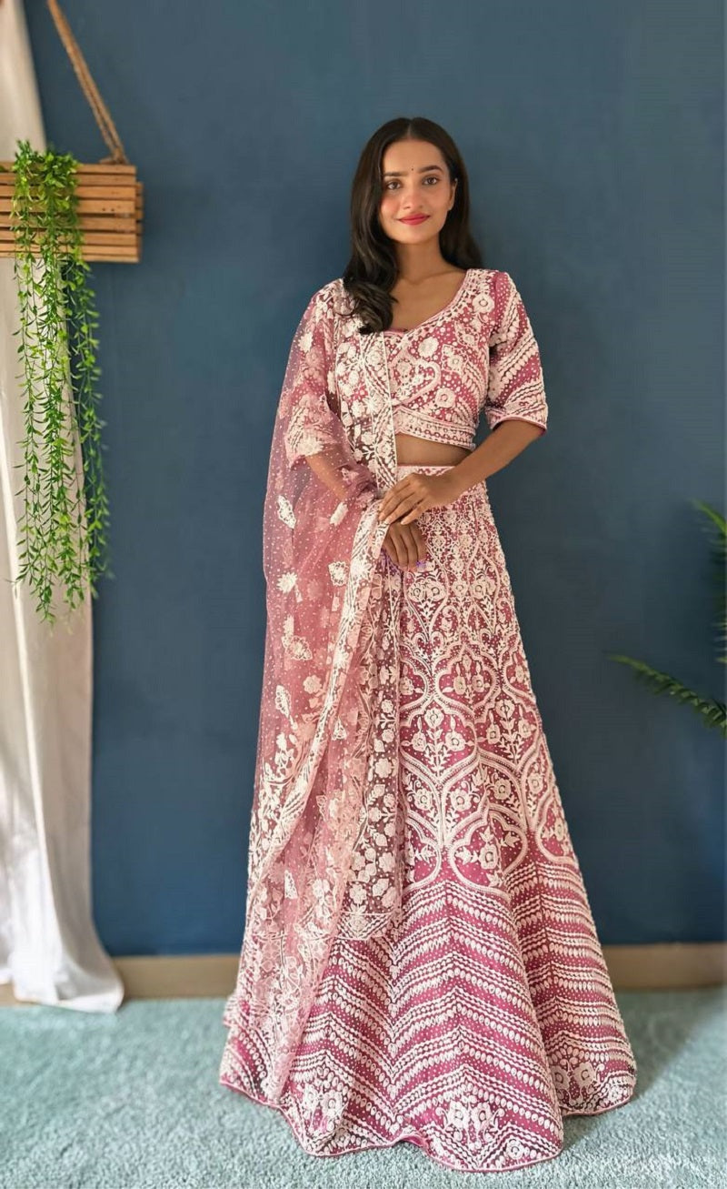 Lehenga Mart Designer Bollywood Style Wedding Wear Lehenga Choli - Baby-Pink