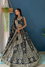Lehenga Mart Designer Bollywood Style Wedding Wear Lehenga Choli - Black