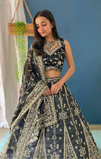 Lehenga Mart Designer Bollywood Style Wedding Wear Lehenga Choli - Black