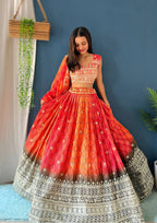 Lehenga Mart Designer Bollywood Style Wedding Wear Lehenga Choli - Orange