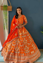 Lehenga Mart Designer Bollywood Style Wedding Wear Lehenga Choli - Orange