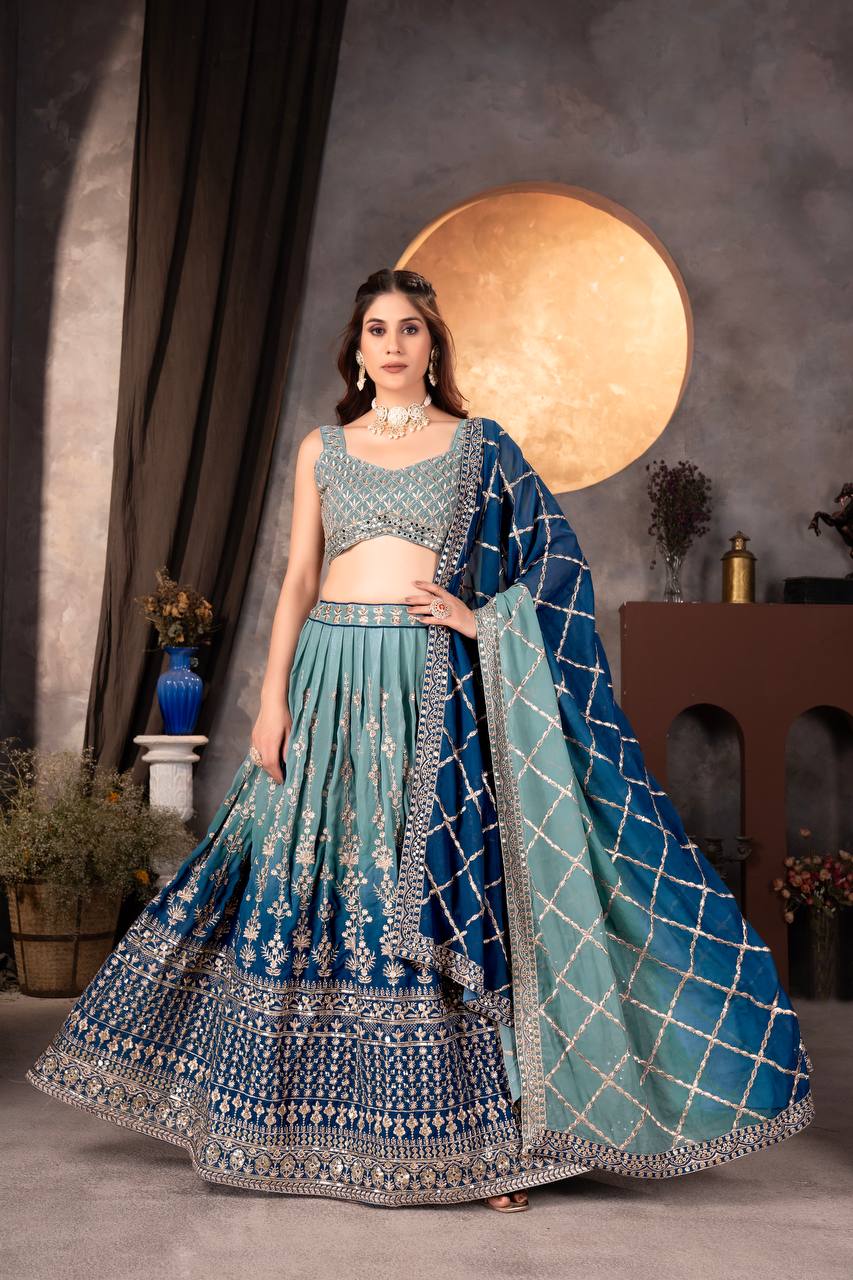 Lehenga Mart Designer Bollywood Style Wedding Wear Lehenga Choli - Green