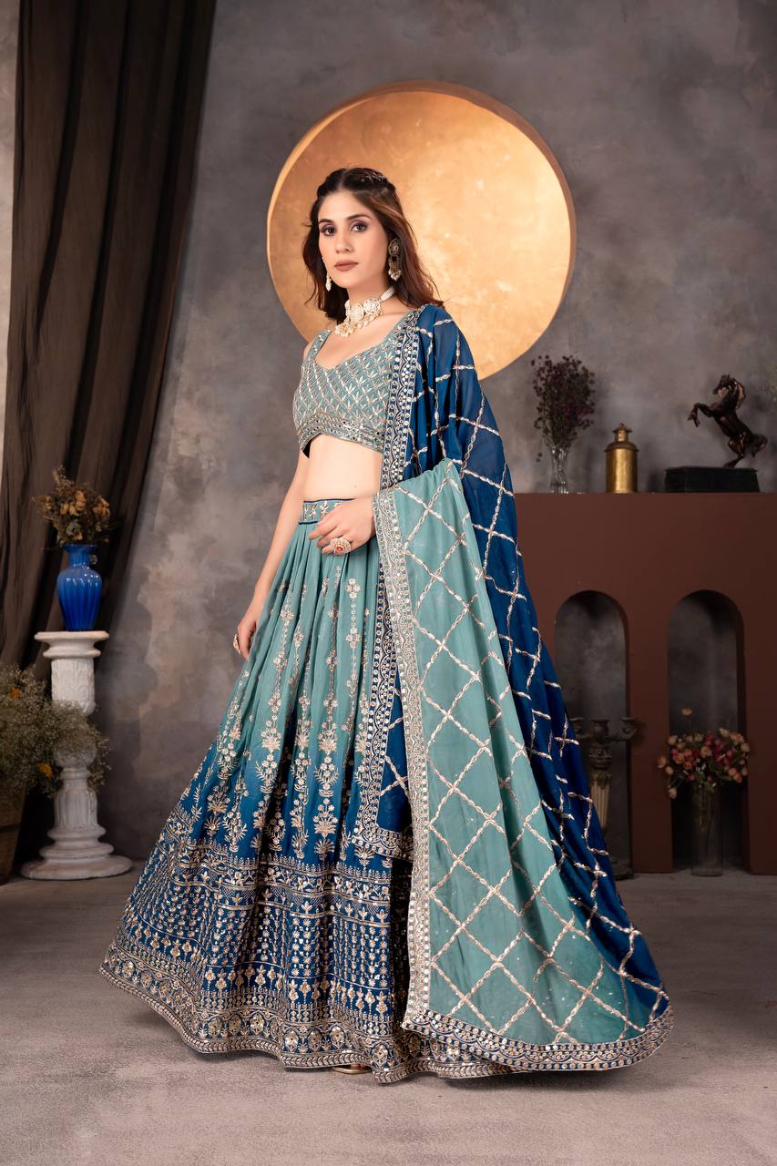 Lehenga Mart Designer Bollywood Style Wedding Wear Lehenga Choli - Green