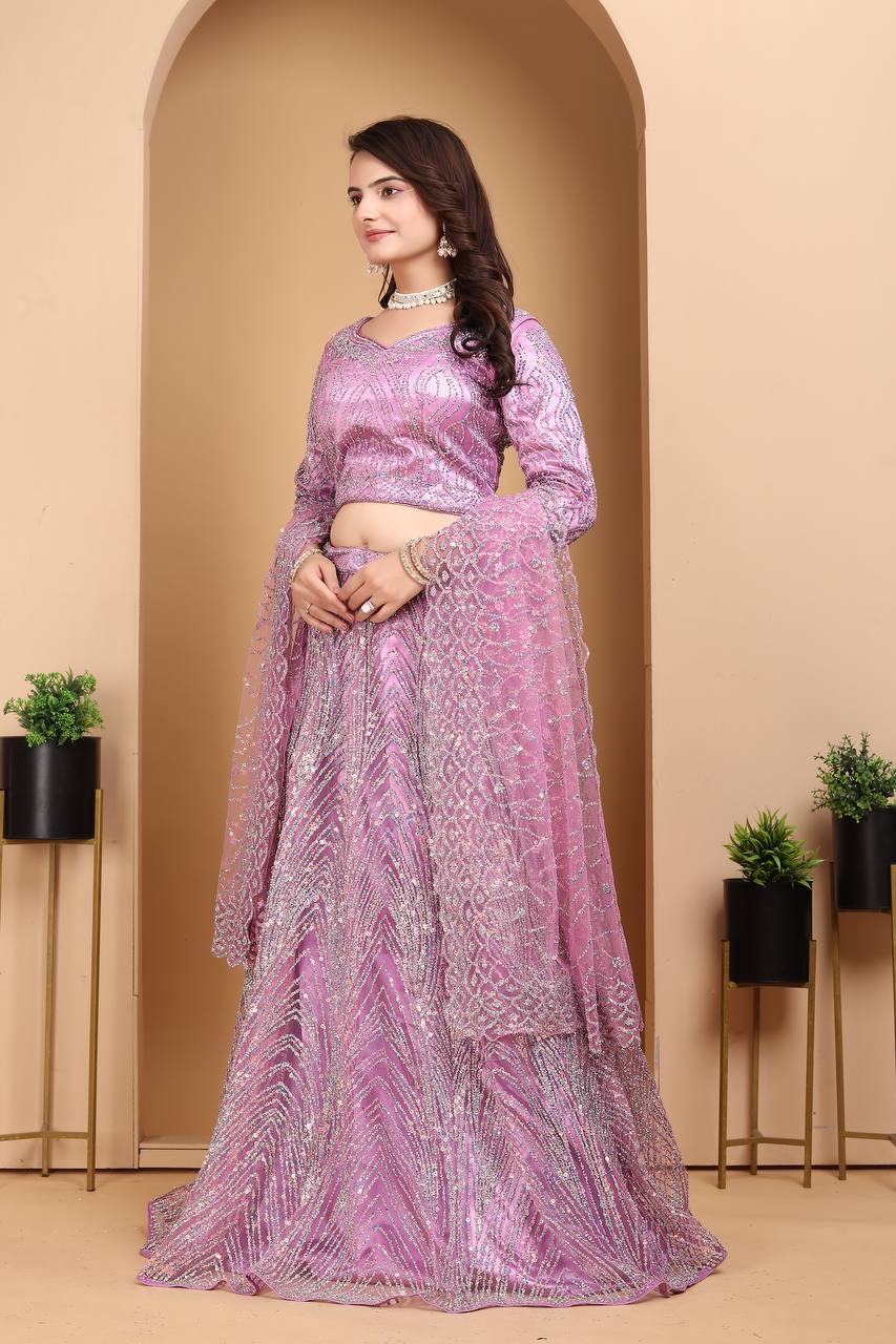 Lehenga Mart Designer Bollywood Style Wedding Wear Lehenga Choli - Lilac